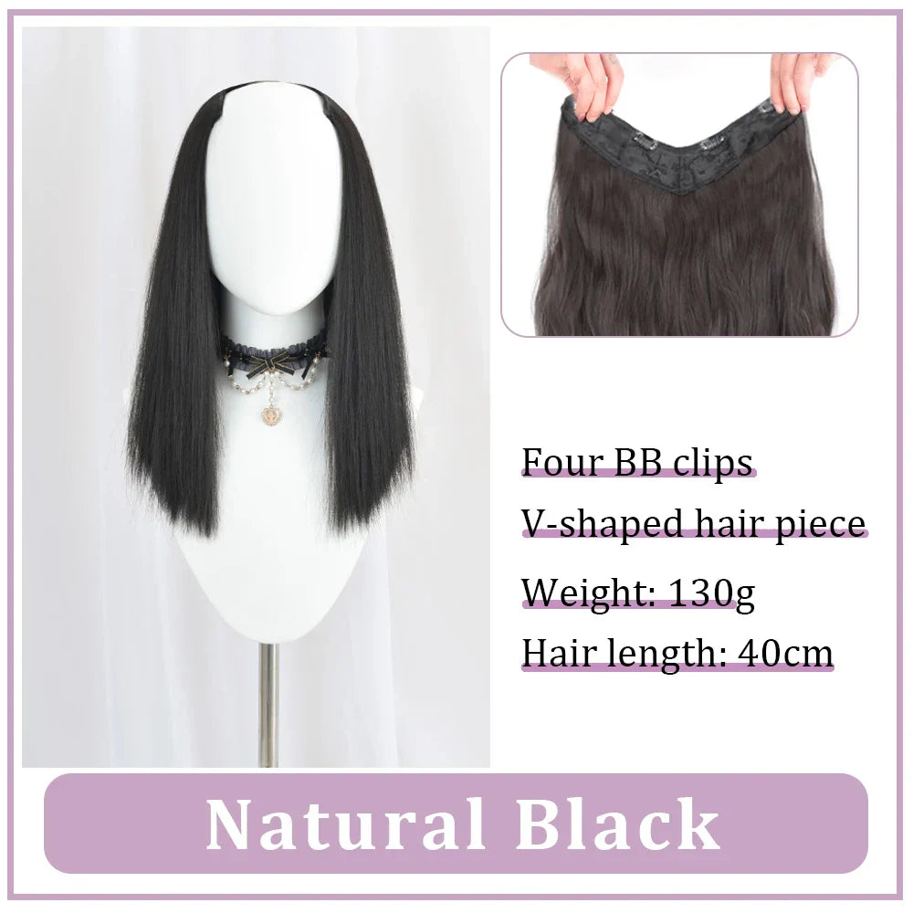 WEILAI Women's V-Shaped Long Hair Extension Synthetic Wig