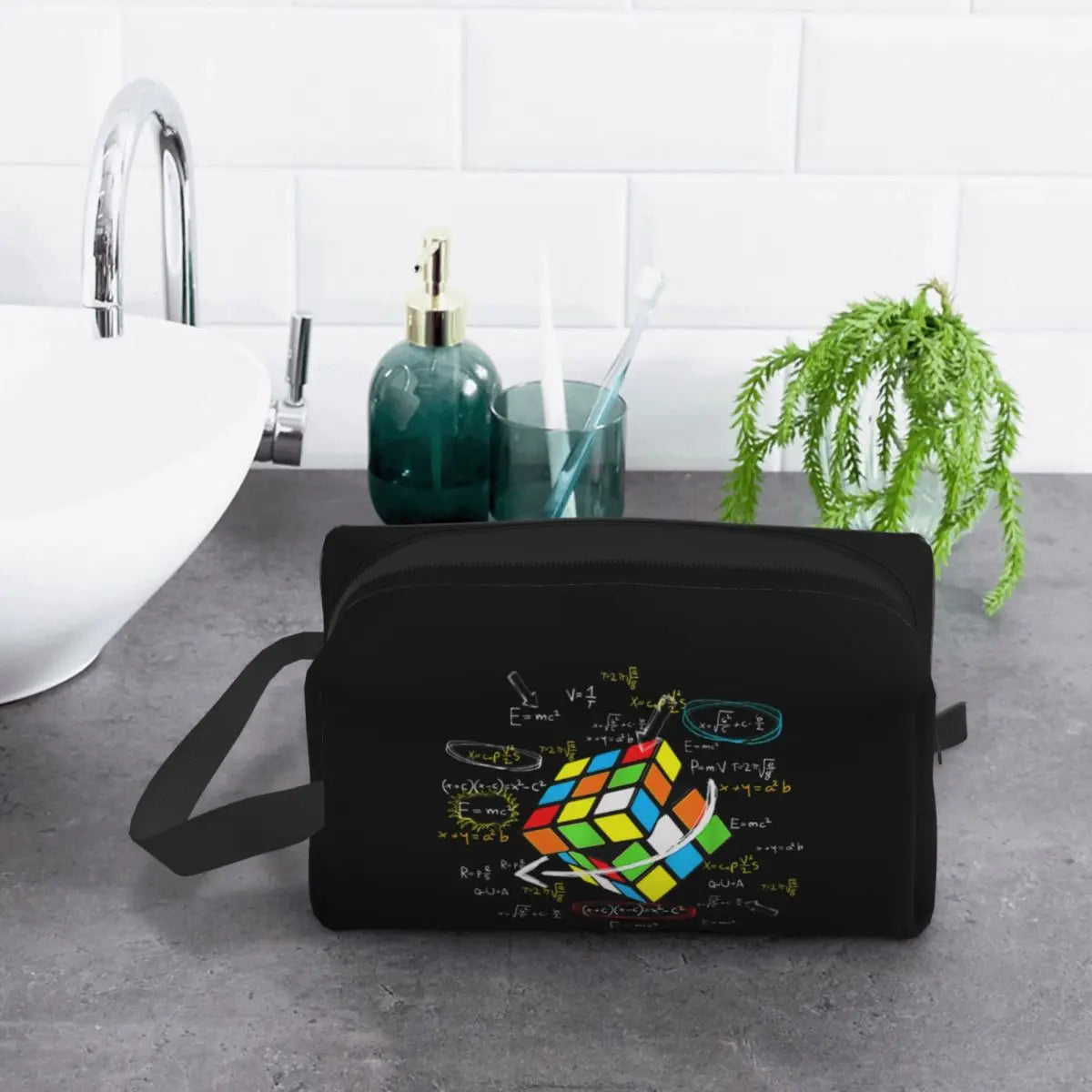 Math Rubik Rubix Cube Caps Cosmetic Bag Women