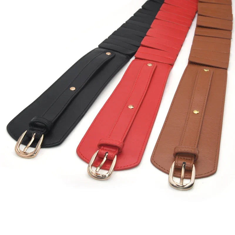 Ladies Wide Waist Straps Fashion Vintage Pu Leather