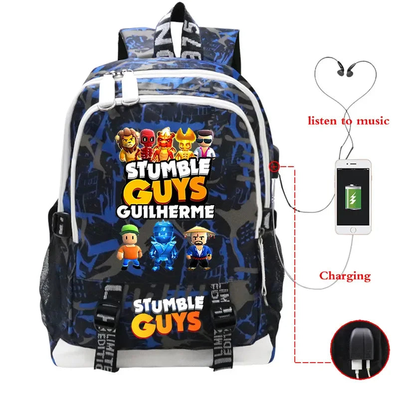 Game Stumble Guys Backpack Teenager Students School Bag