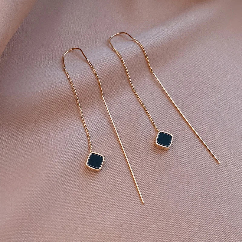 2023 Simple Cross Long Chain Tassel Drop Earrings