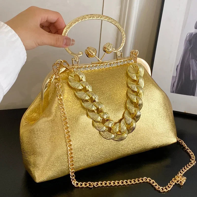 2023 Luxury Women Gold Green Chain Messenger Bags