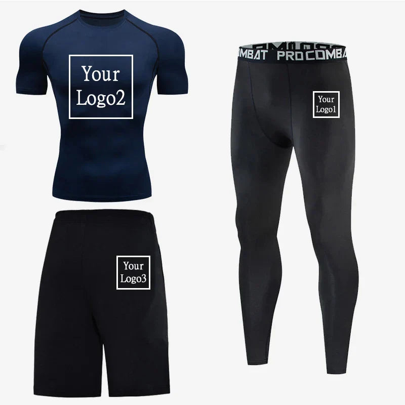 3Pcs Gym Thermal Underwear Men Clothing Sportswear Suits