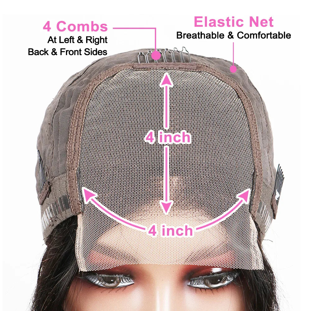 Water Wave Lace Wigs 180Density Transparent 4x4 Closure