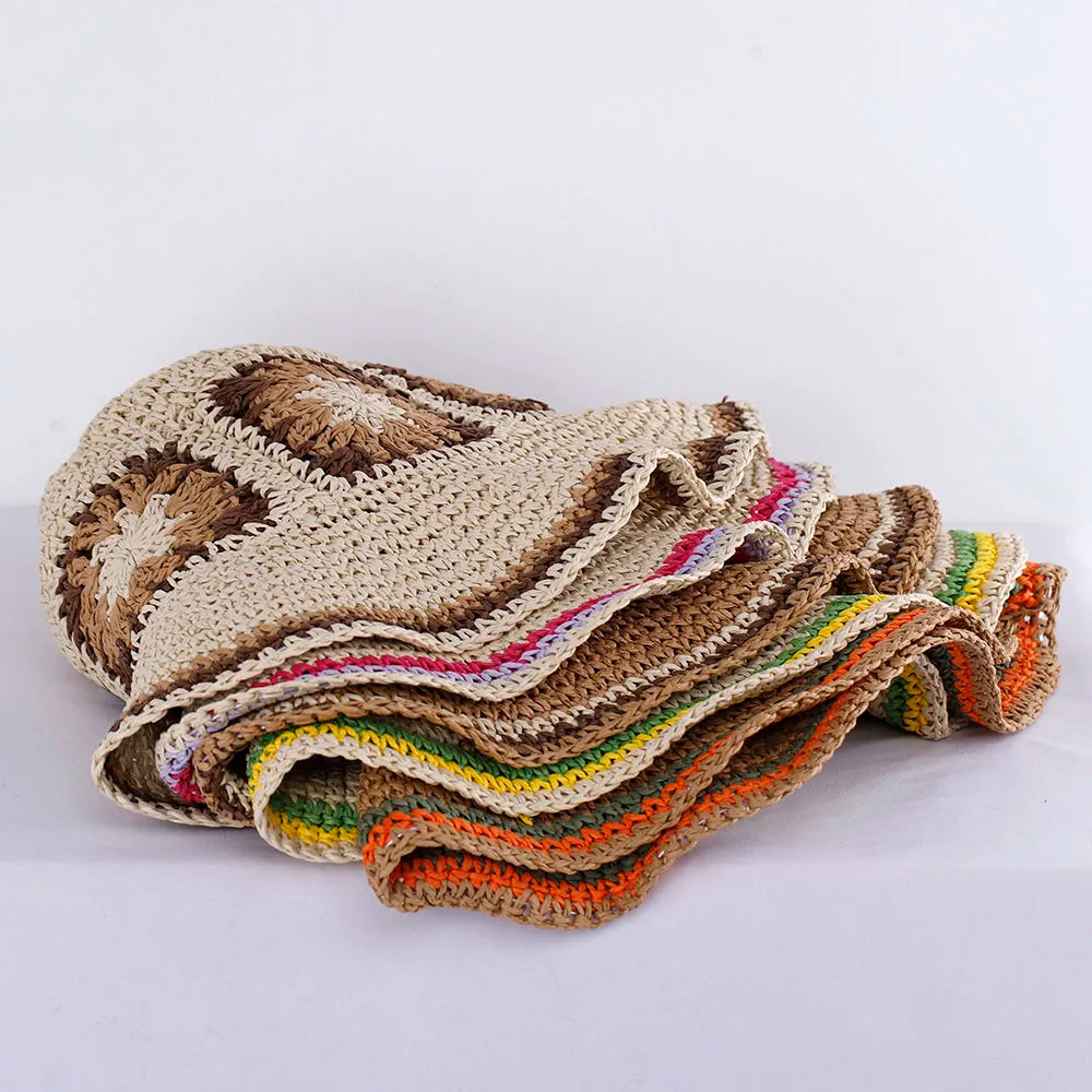 Hollowed Womens Straw Hats crochet hat bucket hat