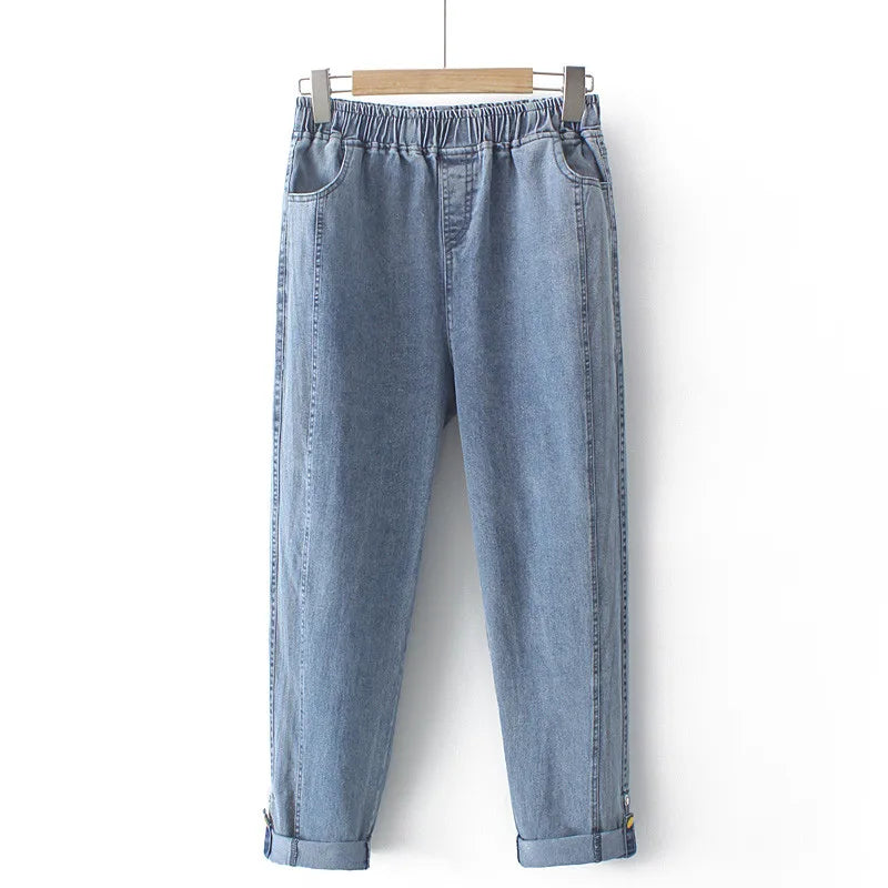 Plus Size Womens Jeans Elastic High Waist Stretch