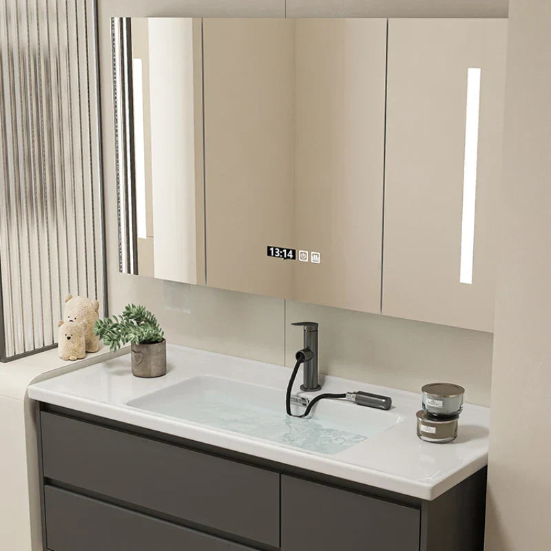 Ceramic Integrated Basin Bathroom Cabinet Modern Minimalist Sink