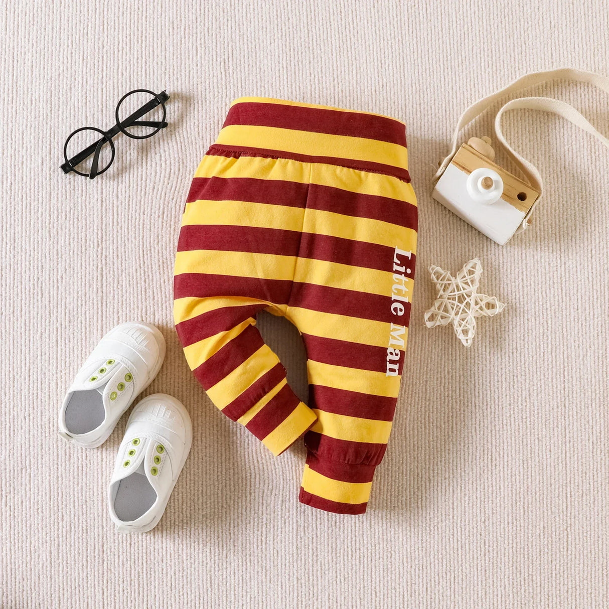 Children's Long-sleeved Hoodie Suit Top Striped Pants Crawling