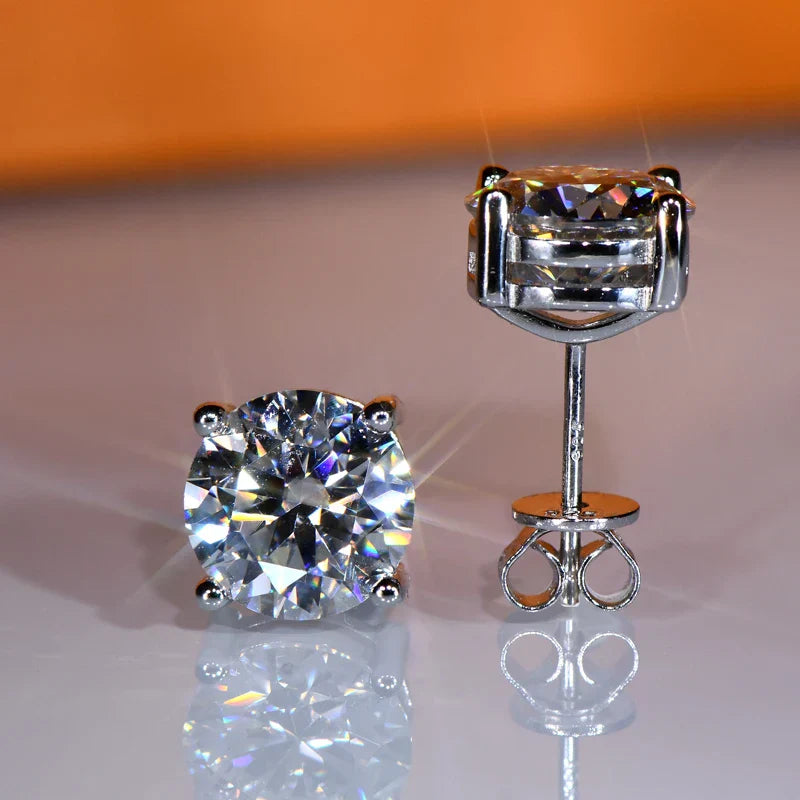 IOGOU 3mm/4mm/5mm/6.5mm/8mm/9mm/10mm/11mm Certified D VVS1 Moissanite Stud Earrings