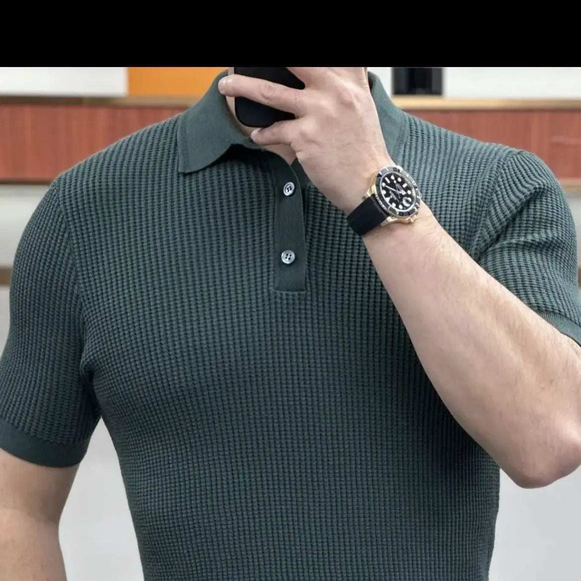 Business Office Casual Men's Button Polo-Neck T-shirt Fashion