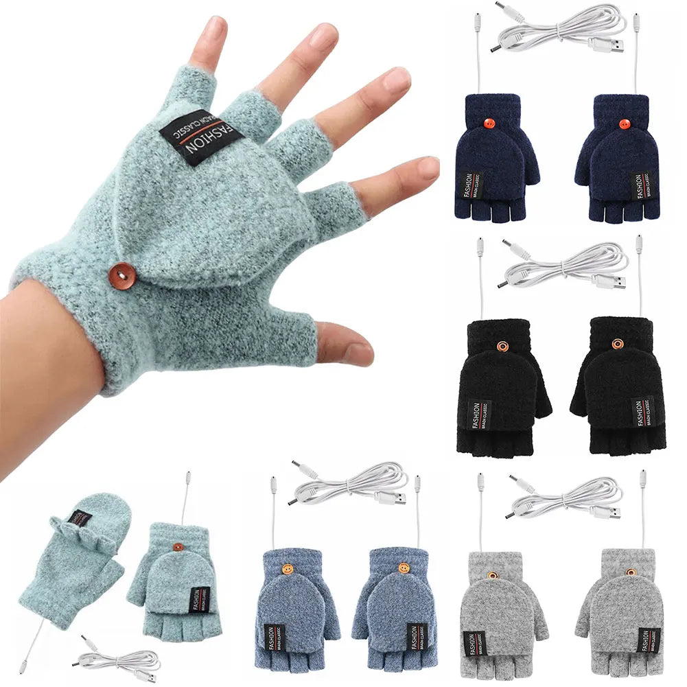 Double-Sided Heating Gloves Adjustable Temperature Rechargable Mittens Washable