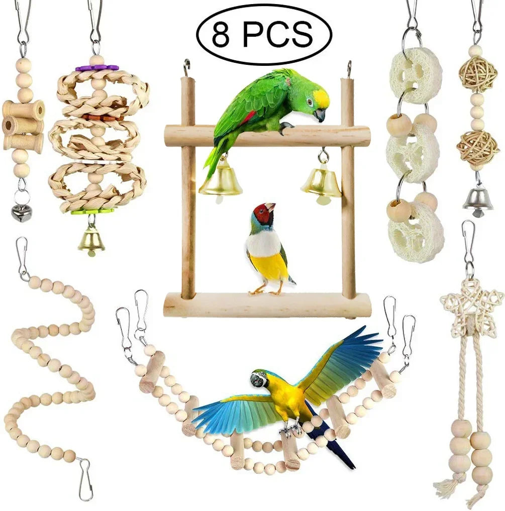 Toys Standing Bell Swing Toy Parrot Bird Combination