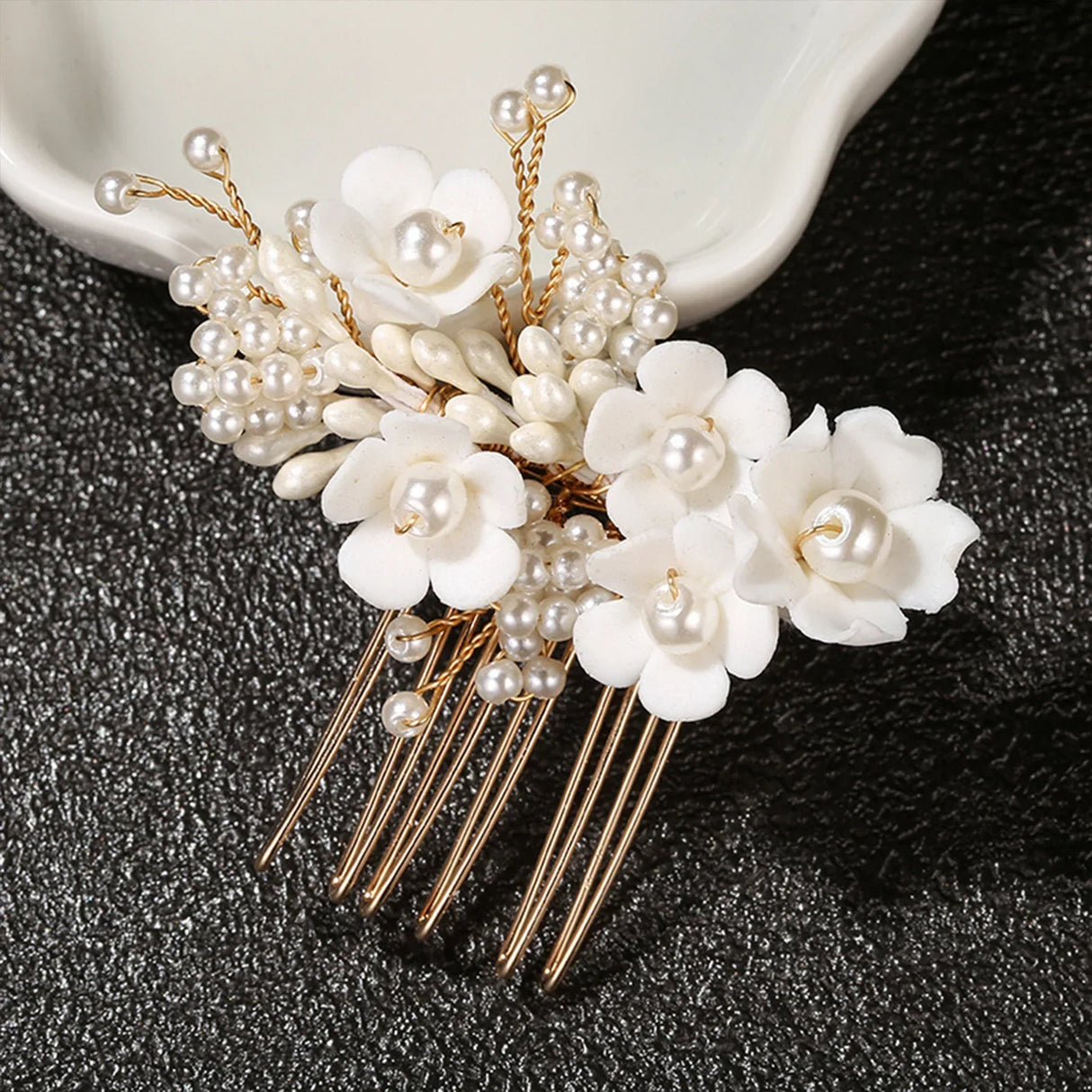 Silver Color Flower Hair Comb Clip Girls Handmade