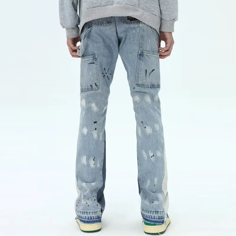 2024 Kanye Painting Patch Baggy Stacked Jeans Y2K