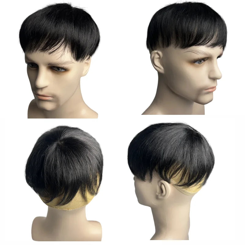 Prosthetic Hair Male 100% Human Hair Toupee Wigs