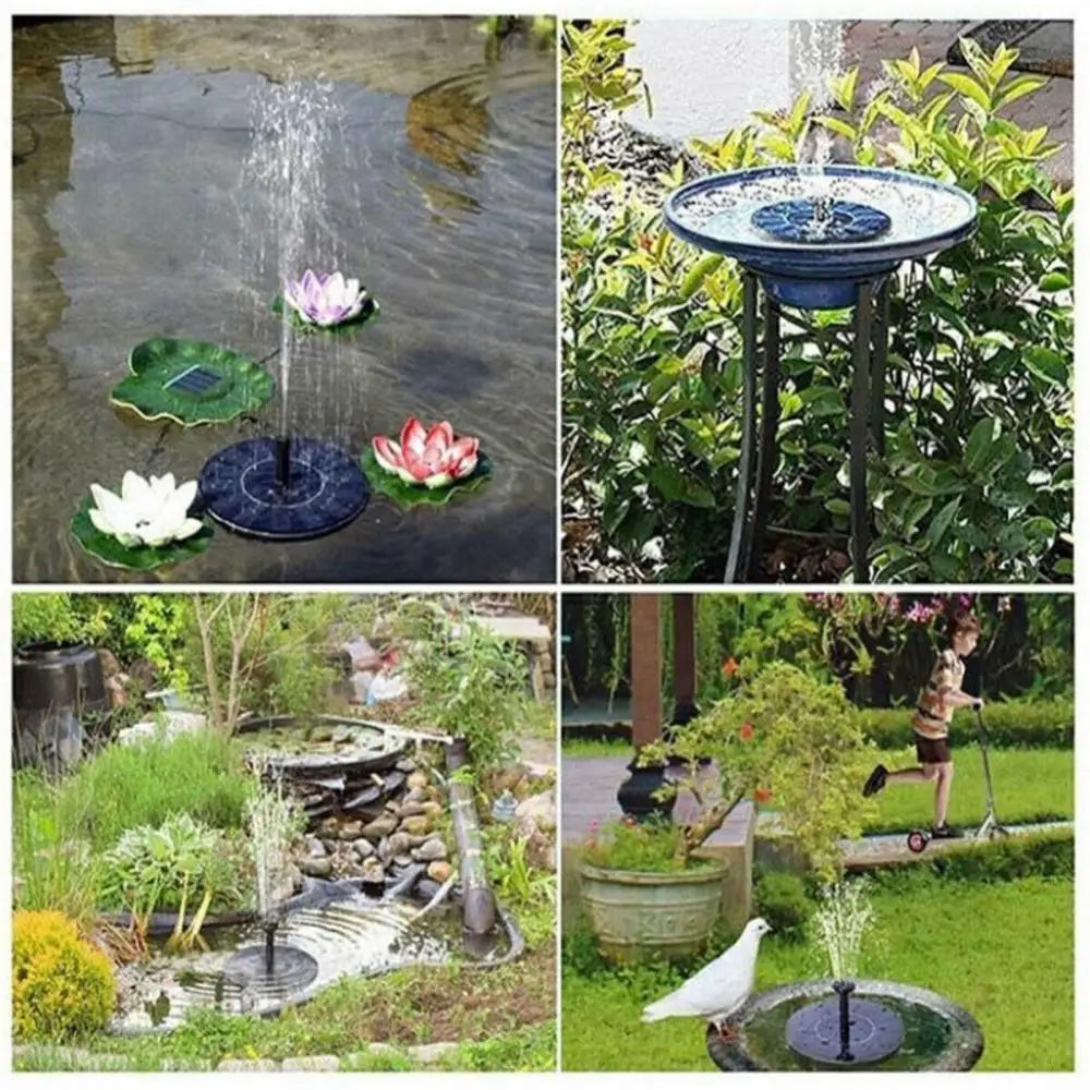 Solar Water Fountain Floating Bird Bath Waterfall Garden