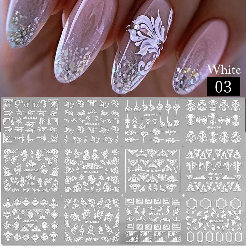 12 Designs Nail Stickers Set Mixed Floral Geometric