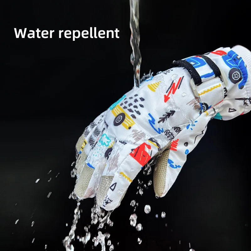 Fashion Children Ski Gloves Waterproof Kids Mittens
