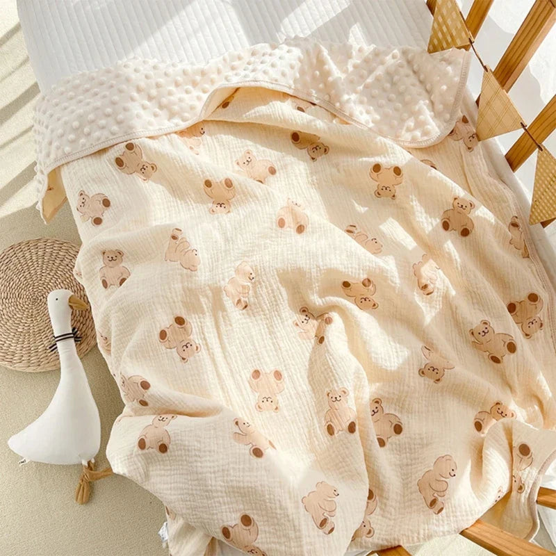 3D Minky Dot Baby Blanket Newborn Cotton Gauze