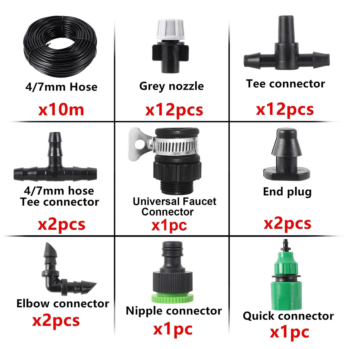 Fog Nozzles Irrigation Kit 5M/10M Garden Hose Automatic
