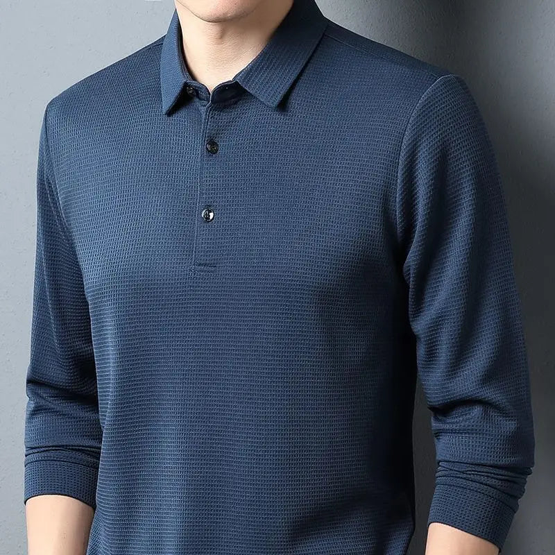 SHiONFA Men's Waffle Long Sleeve Solid T-shirt Elasticity