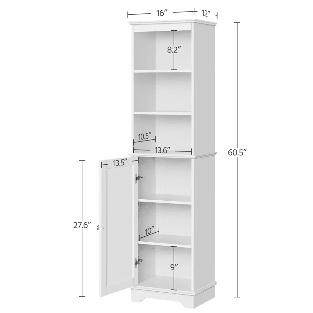 SMILE MART Wooden Slim Bathroom Floor Cabinet