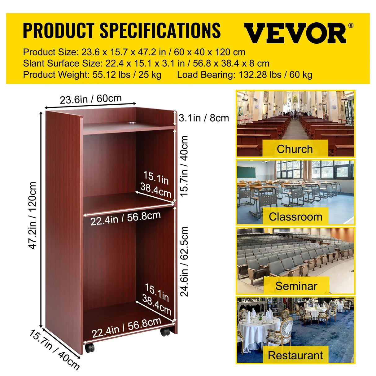 VEVOR Wood Podium 2 x 4 FT Lecterns