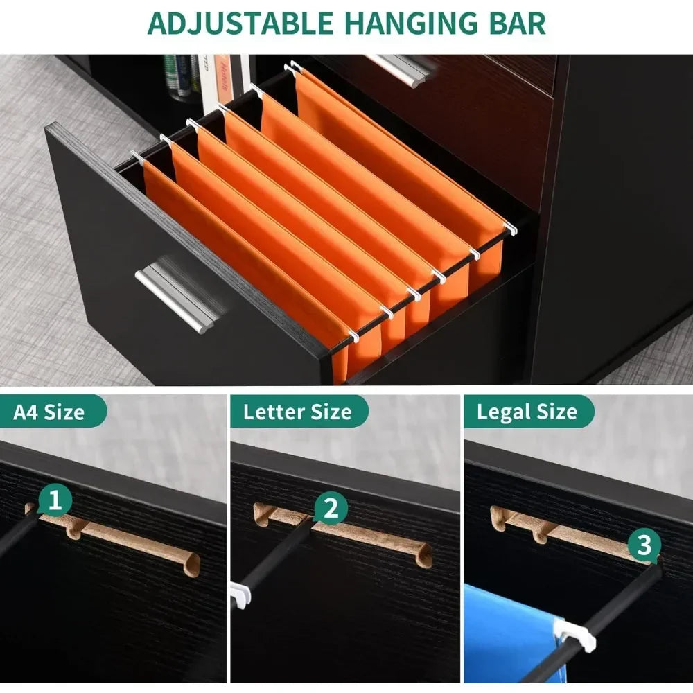 Mobile Wood File Cabinet Filing Cabinets 3 Drawer
