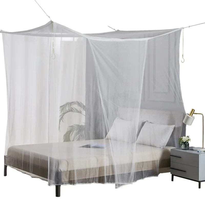 White Four Corner Outdoor Camping Mosquito Canopy Net
