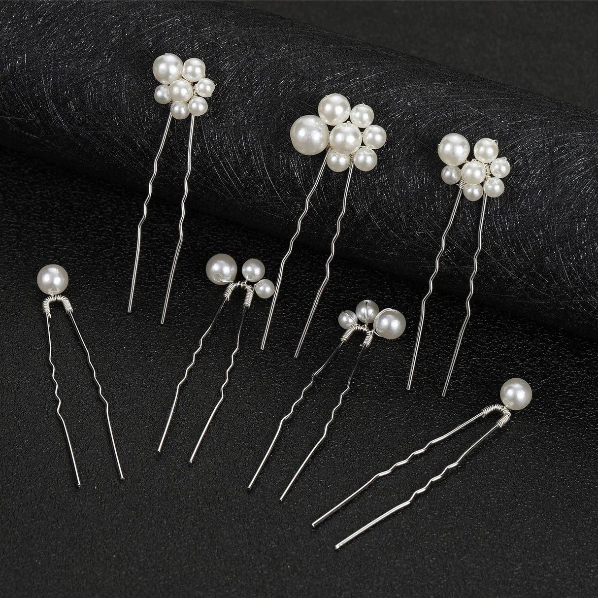 Pearl Flower Hairpin Side Comb Golden Leaf Shaped