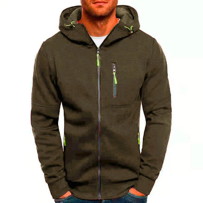 Men's Hoodies Sweatshirts Spring Autumn Casual Solid Zip