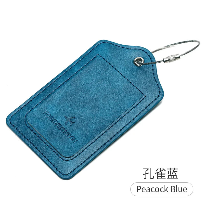 PU leather luggage tag With Anti Loss Wire