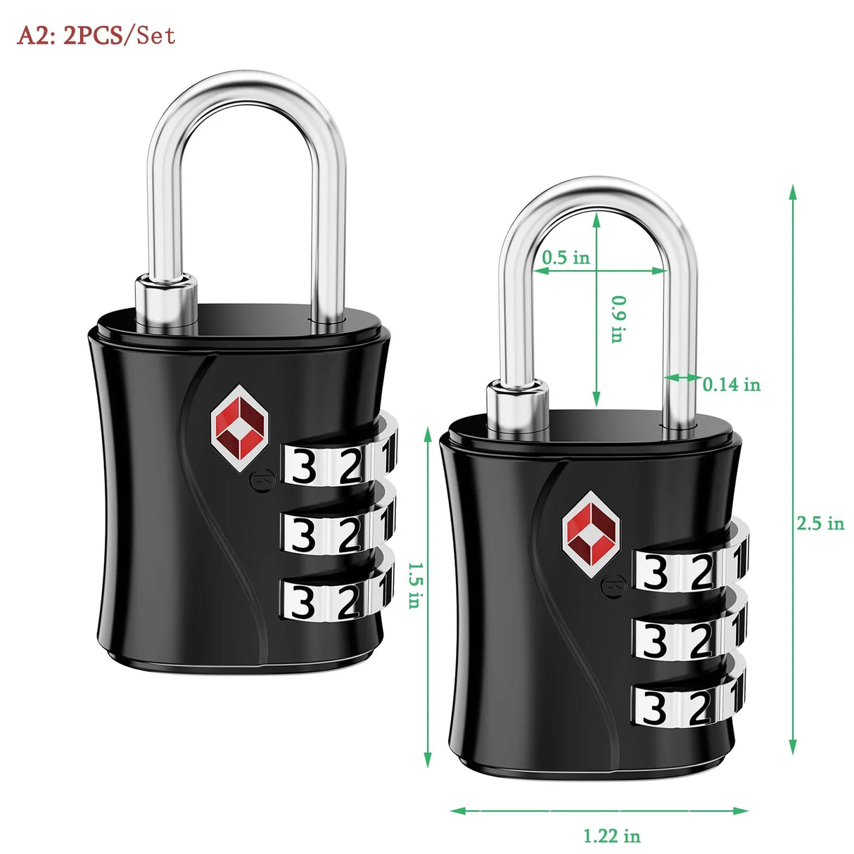 ORIA TSA Approved Luggage Padlocks 3-Digit Combination Travel