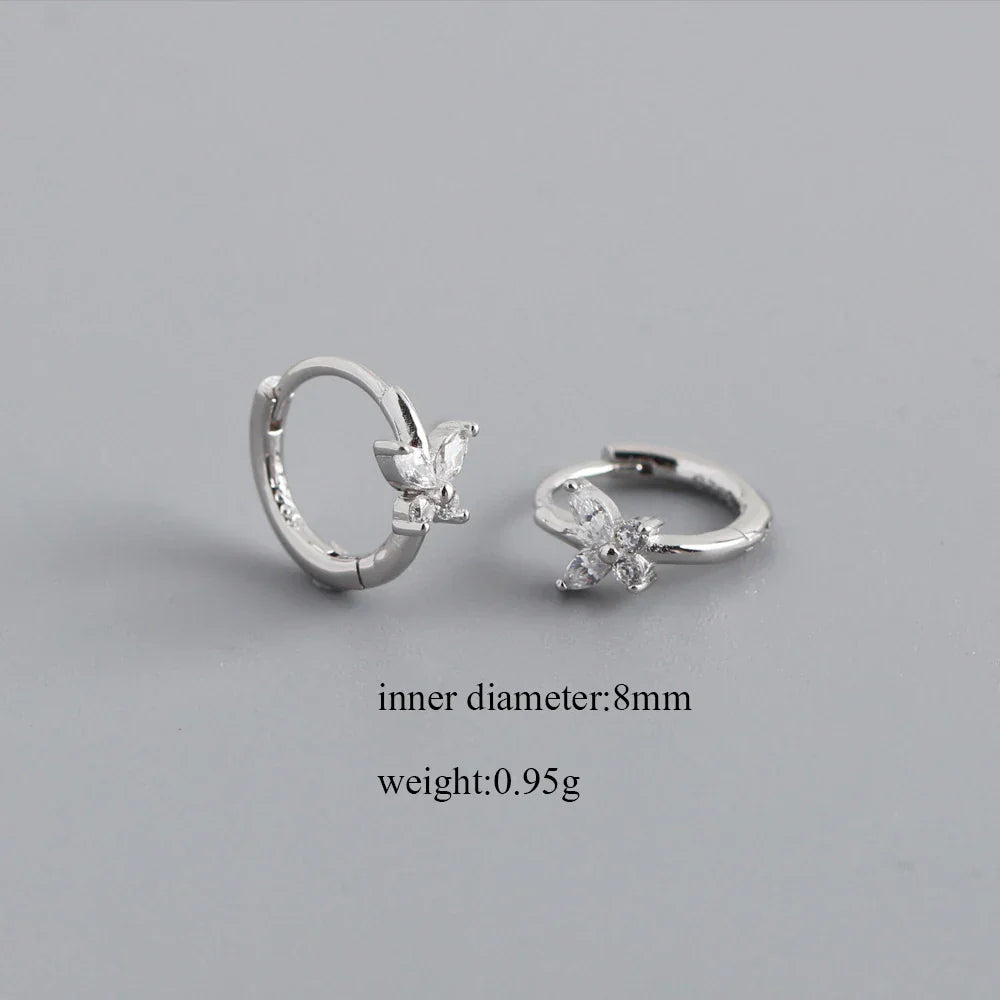 CCFJOYAS 6/8/10mm 925 Sterling Silver Butterfly-shaped Small Hoop