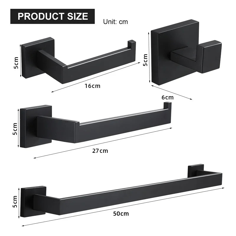 Bathroom Hardware Set Accessories Matt Black Shelf Robe