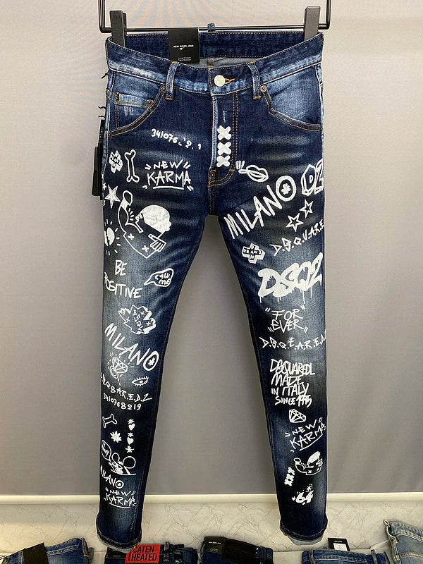 new BRAND Men Jeans Badge Printed dsq2 Coolguy
