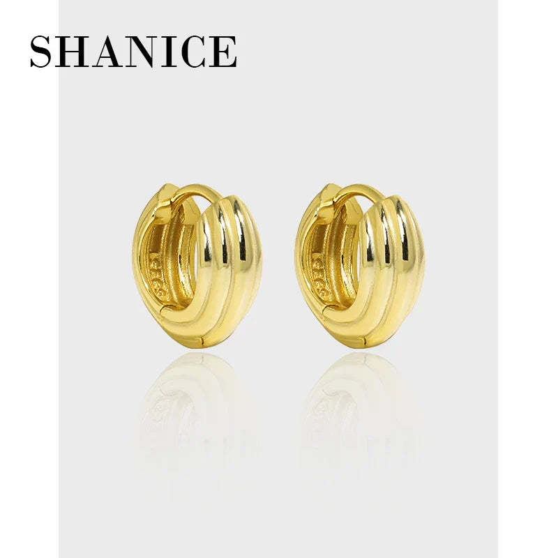 SHANICE S925 Sterling Silver Hoop Earrings For Women Wide Big Shell Shaped Round Circle Statement Earrings Vintage Jewelry Gift
