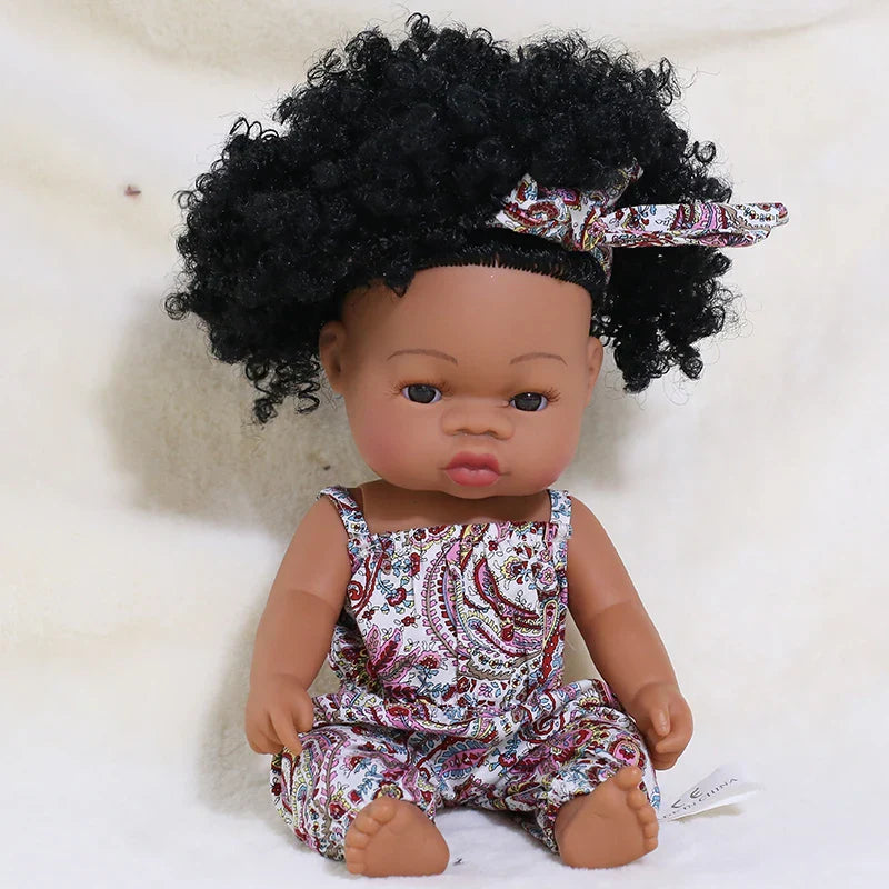 35cm Newborn Reborn African Doll Baby Simulation Soft