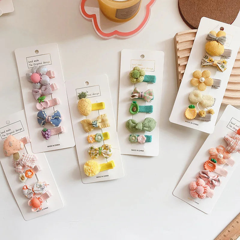 5pcs Set Cute Baby Girls Hairpins Bow Flower