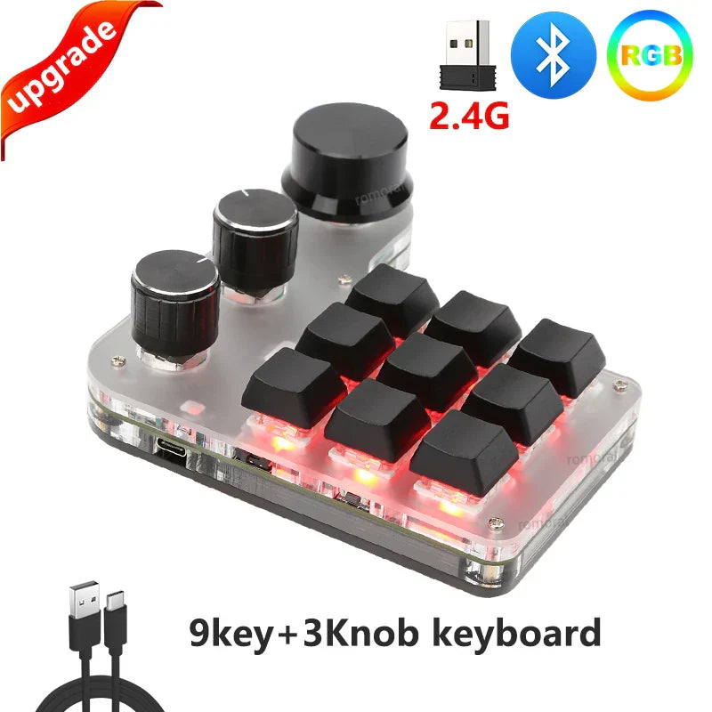 Macro Programming Keyboard Bluetooth USB Backlit 2.4G Wireless