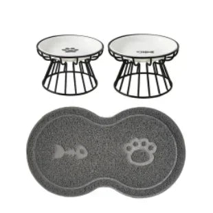 Water Cats Ceramic Stand Accessories Doggie Bowl Outdoor