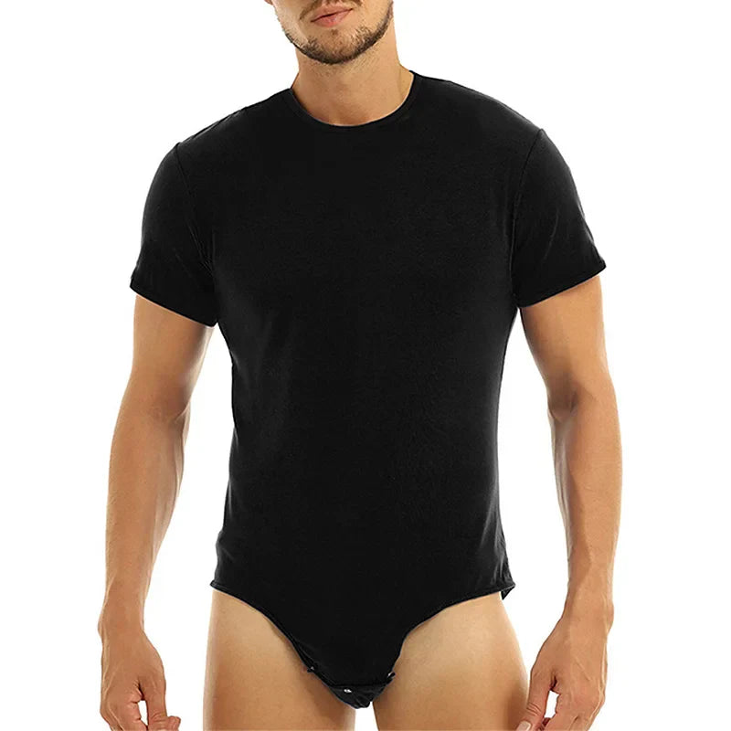 2023 Men T Shirt Bodysuit Sexy Short Sleeve