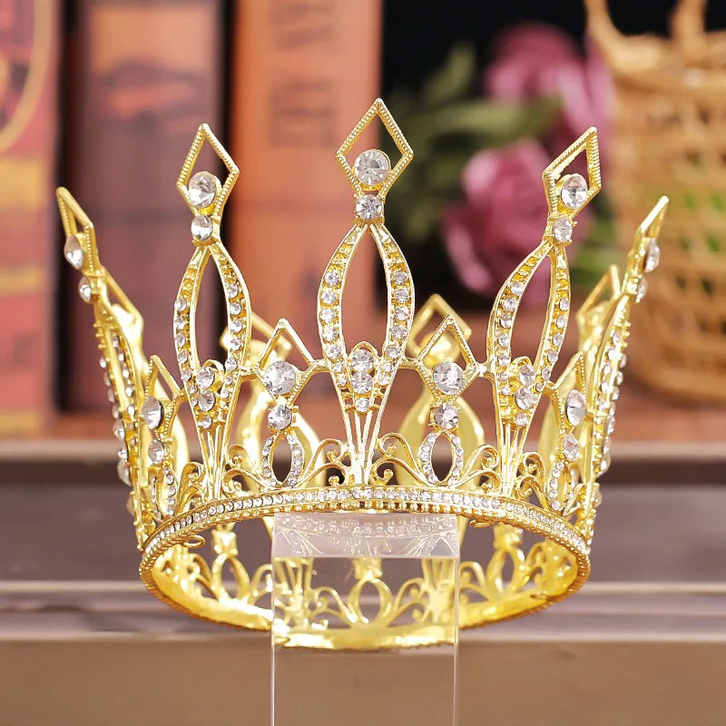 Crystal Rhinestone Round Crown Tiara Hair Jewelry Wedding