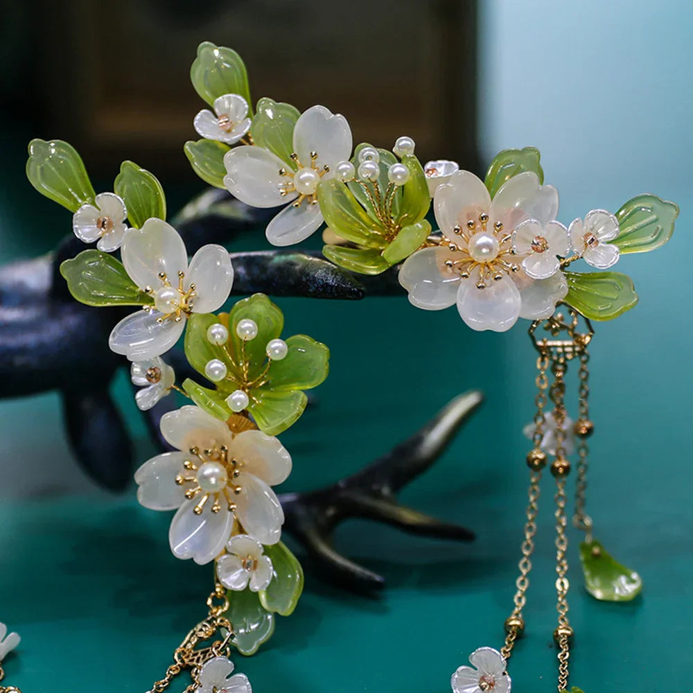 Chinese Hair Clips Girls Hanfu Hair Accessories Green