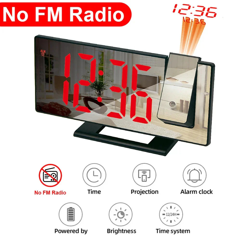 LED Digital Projection Alarm Clocks USB Electronic Ceiling