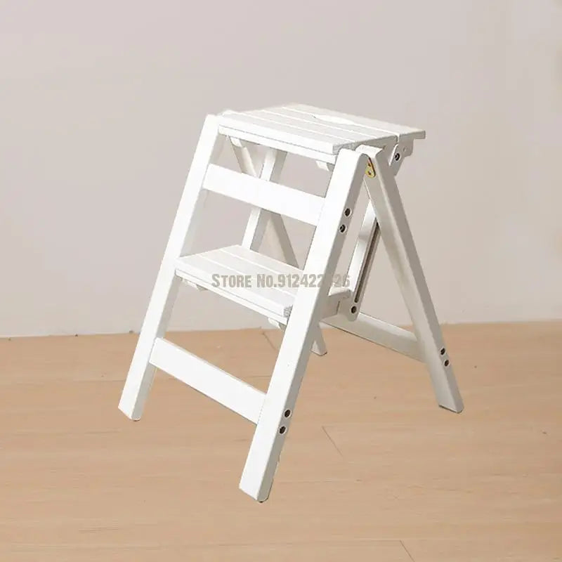 Solid Wood Household Multifunctional Folding Ladder Chair Indoor