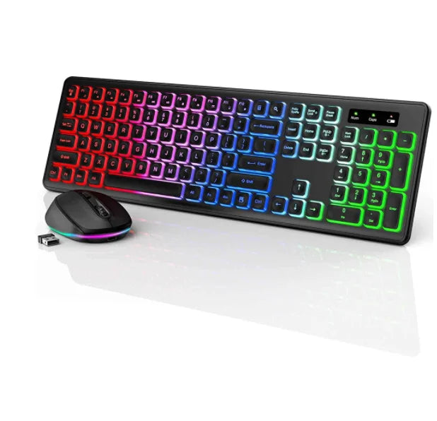 Wireless Keyboard and Mouse Combo Backlit Rechargeable Wireless