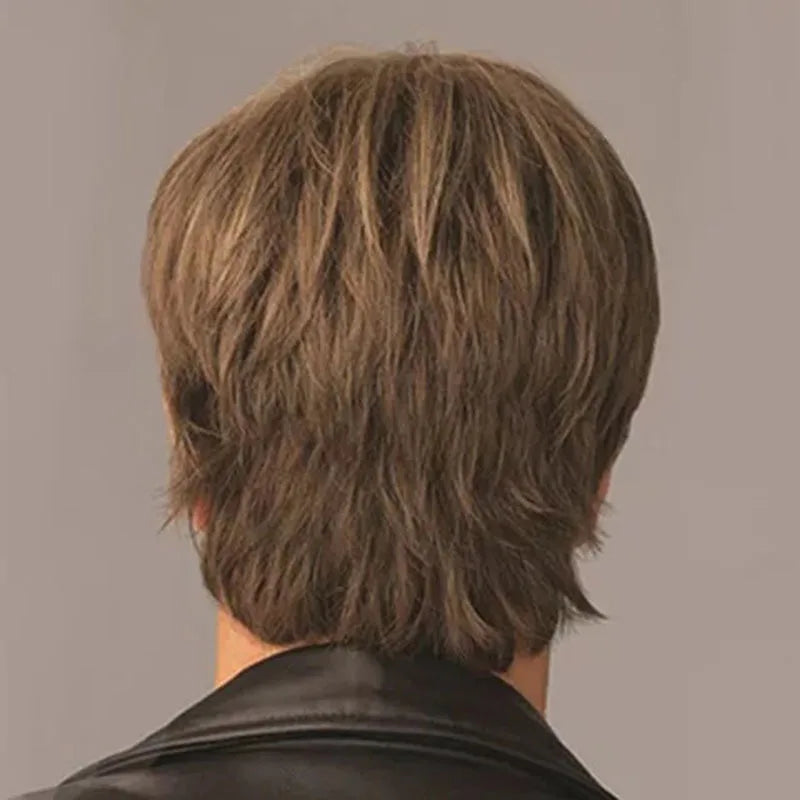 SuQ Men's Short Wig Synthetic Hair Smooth Natural