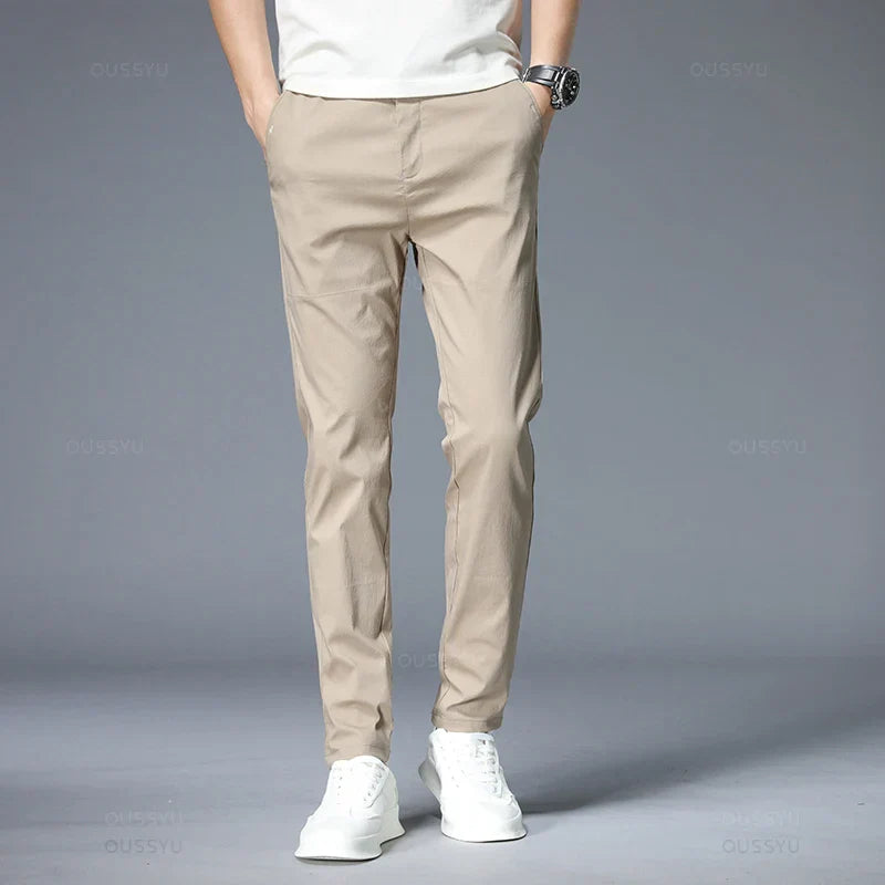 Spring Summer Casual Pants Men Thin Stretch Slim