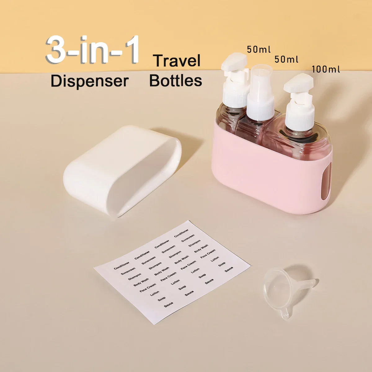 3 In 1 50ml and 100ml Travel Bottles